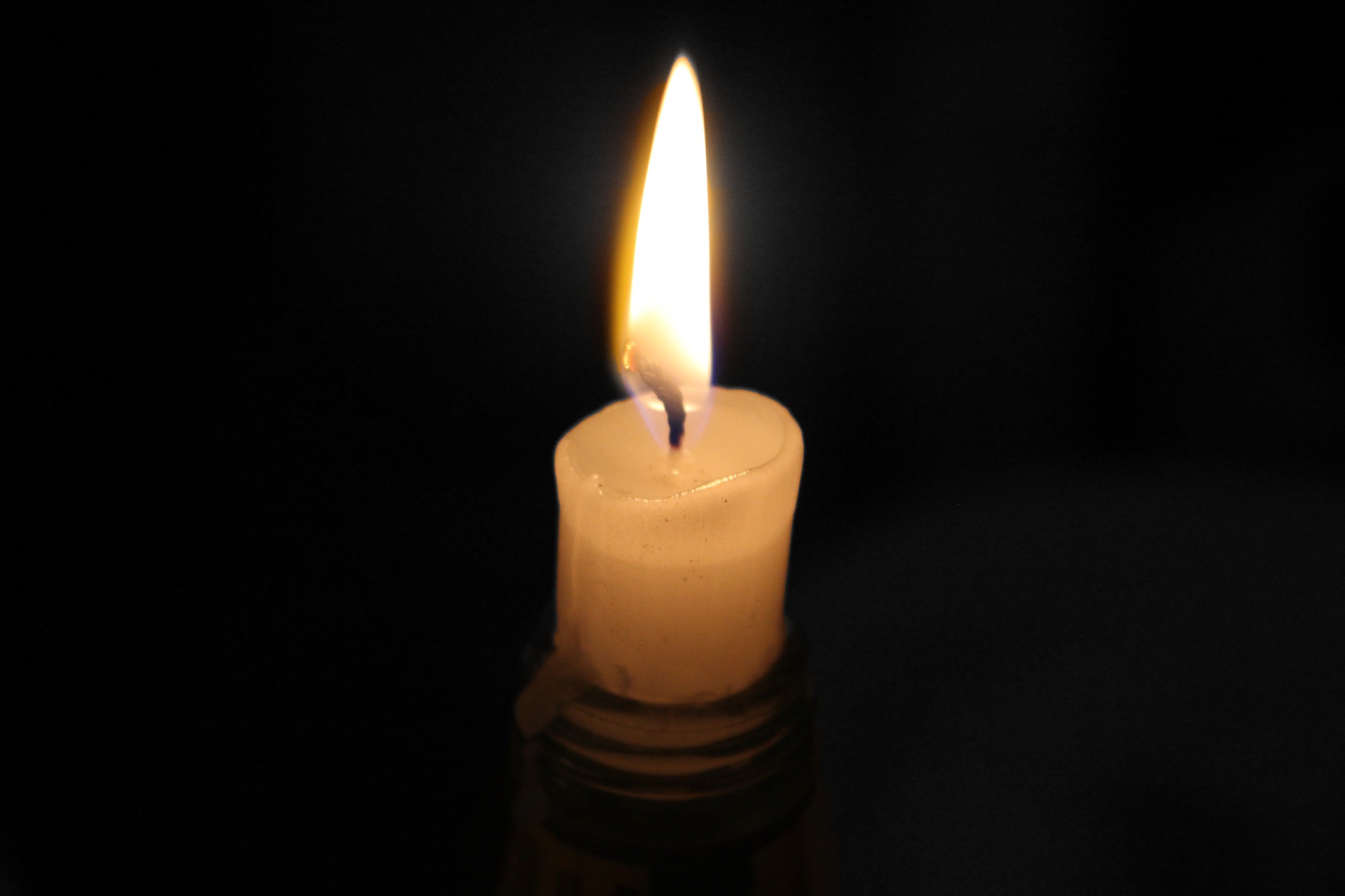 A burning candle.