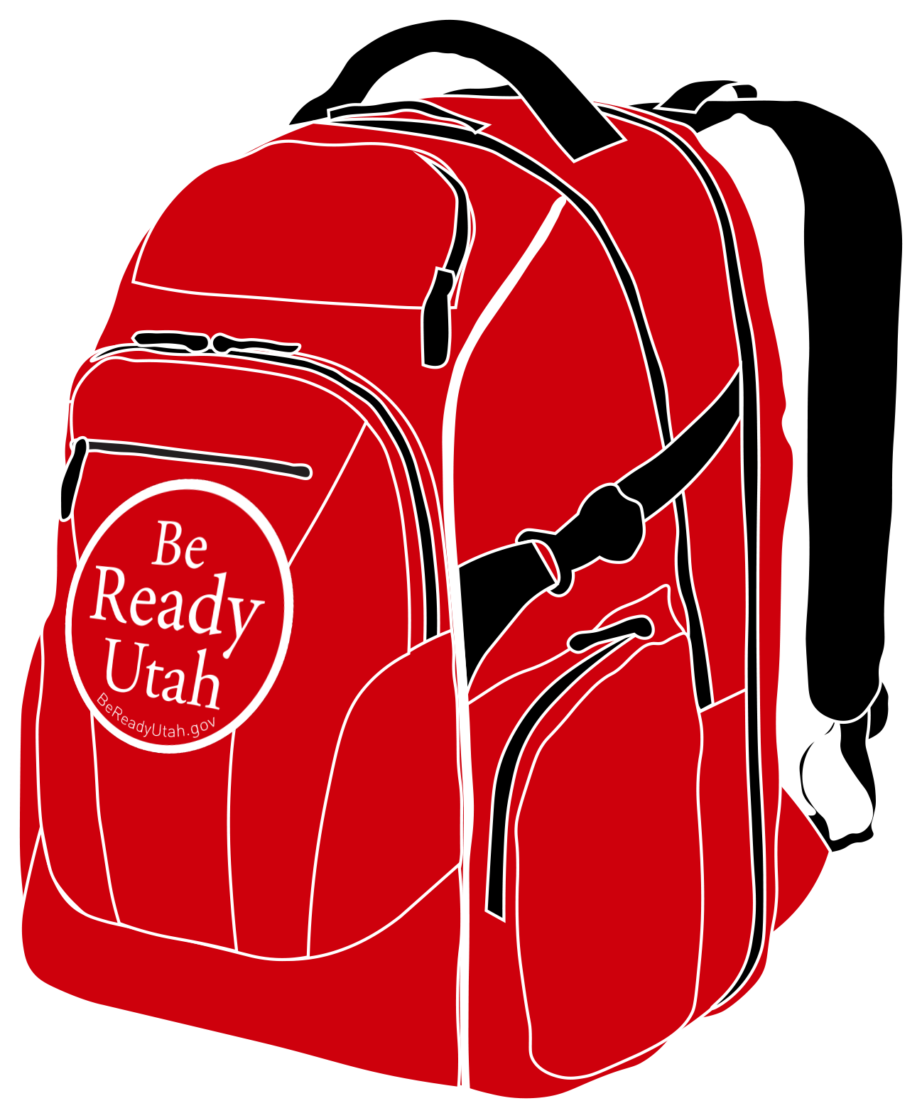 Red Be Ready Utah Backpack representing a disaster supply kit