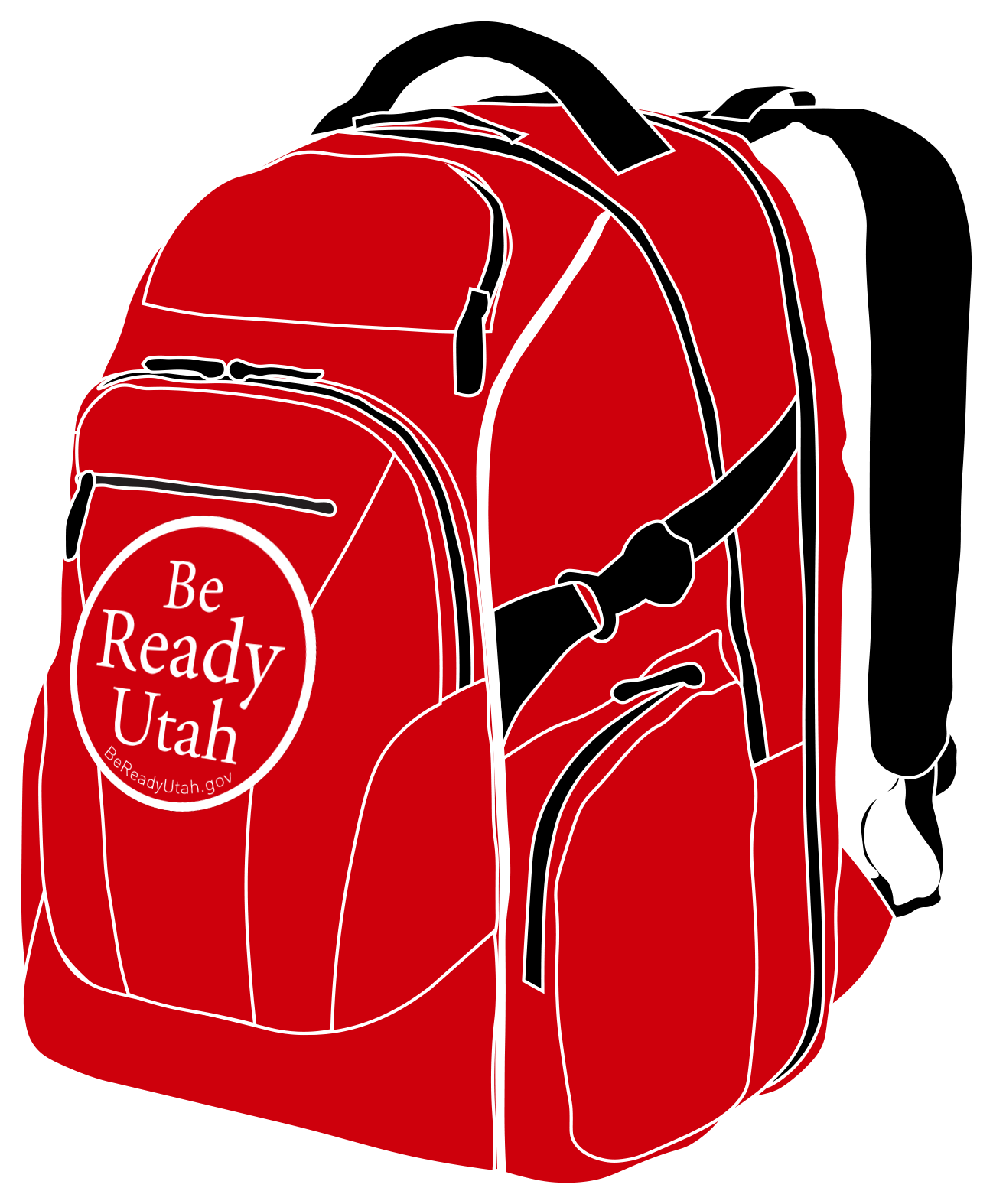 Red Be Ready Utah Backpack representing a disaster supply kit