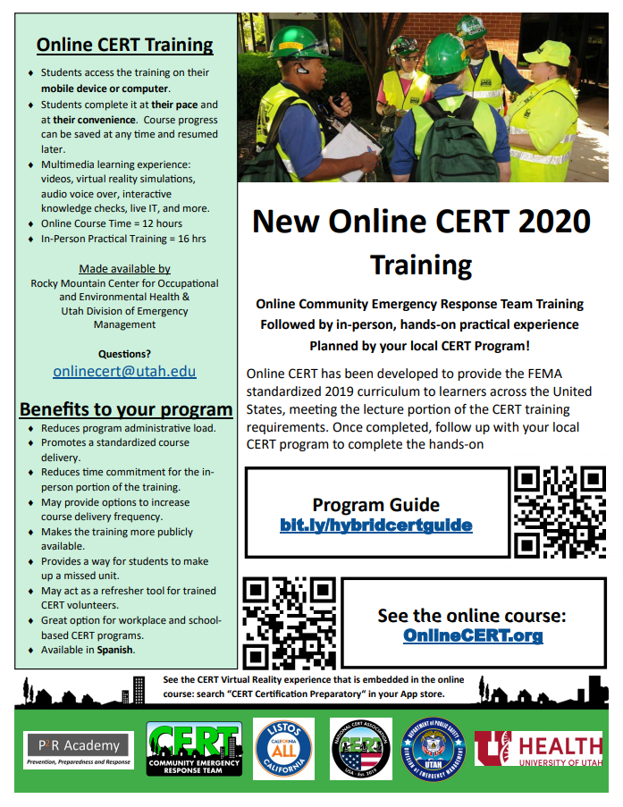 Image of the online CERT flyer