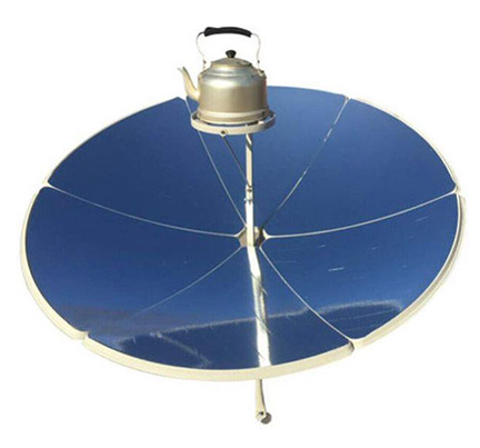 Parabolic solar cooker with kettle