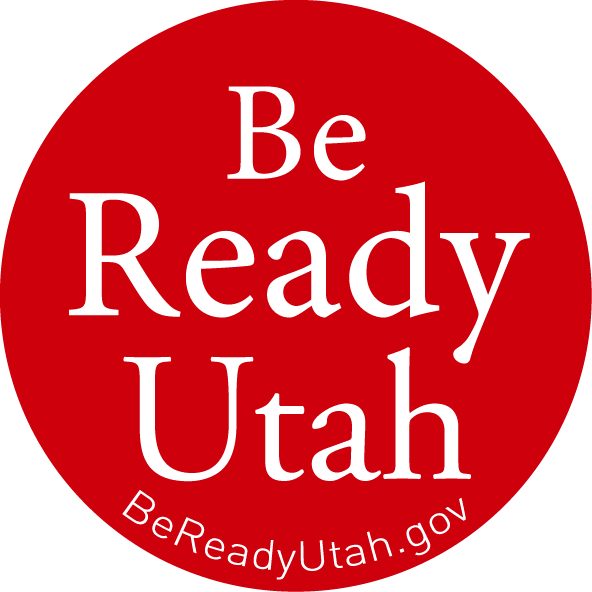 Be Ready Utah logo (red circle with white lettering and the website address of bereadyutah.gov)